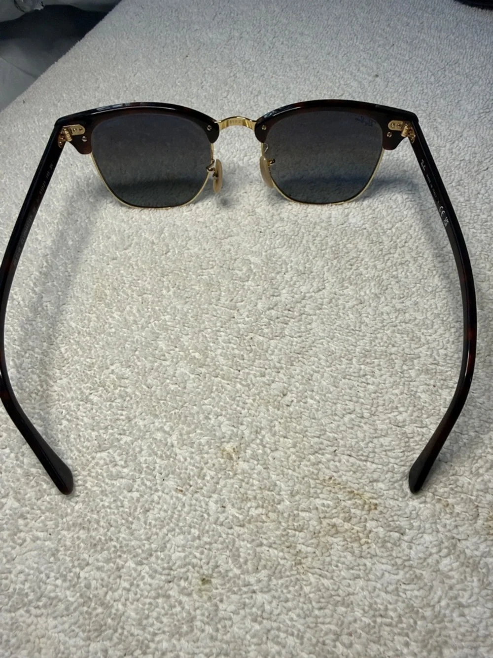 Ray-Ban Clubmaster Sunglasses in Tortoise and Gold with Gradient Green Lenses
